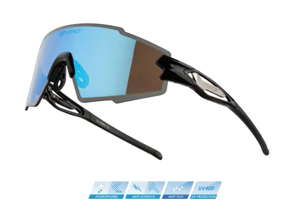 Cyklistické okuliare Force Mantra čierne/modré polarizačné šošovky