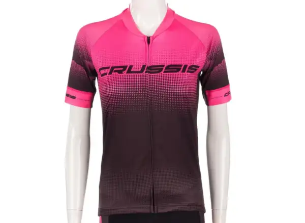 Dámsky cyklistický dres Crussis s krátkym rukávom black/pink