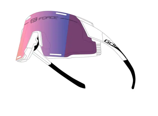 Okuliare Force Grip biele/fialové, kontrastné šošovky