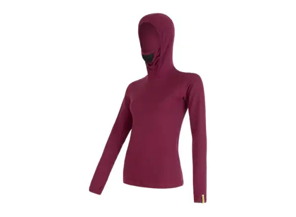Sensor Merino DF dámske tričko s kapucňou a dlhým rukávom fialová