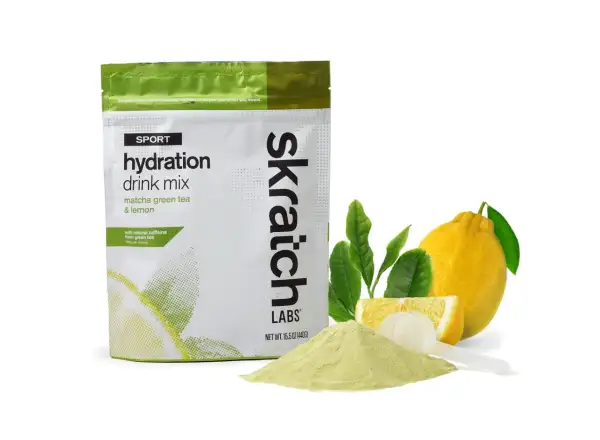 Skratch Labs Hydration Sport Drink Mix iónový nápoj 440 g matcha čaj/citrón + kofeín