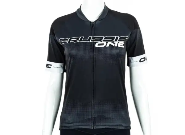Dámsky cyklistický dres Crussis One s krátkym rukávom čierna/biela
