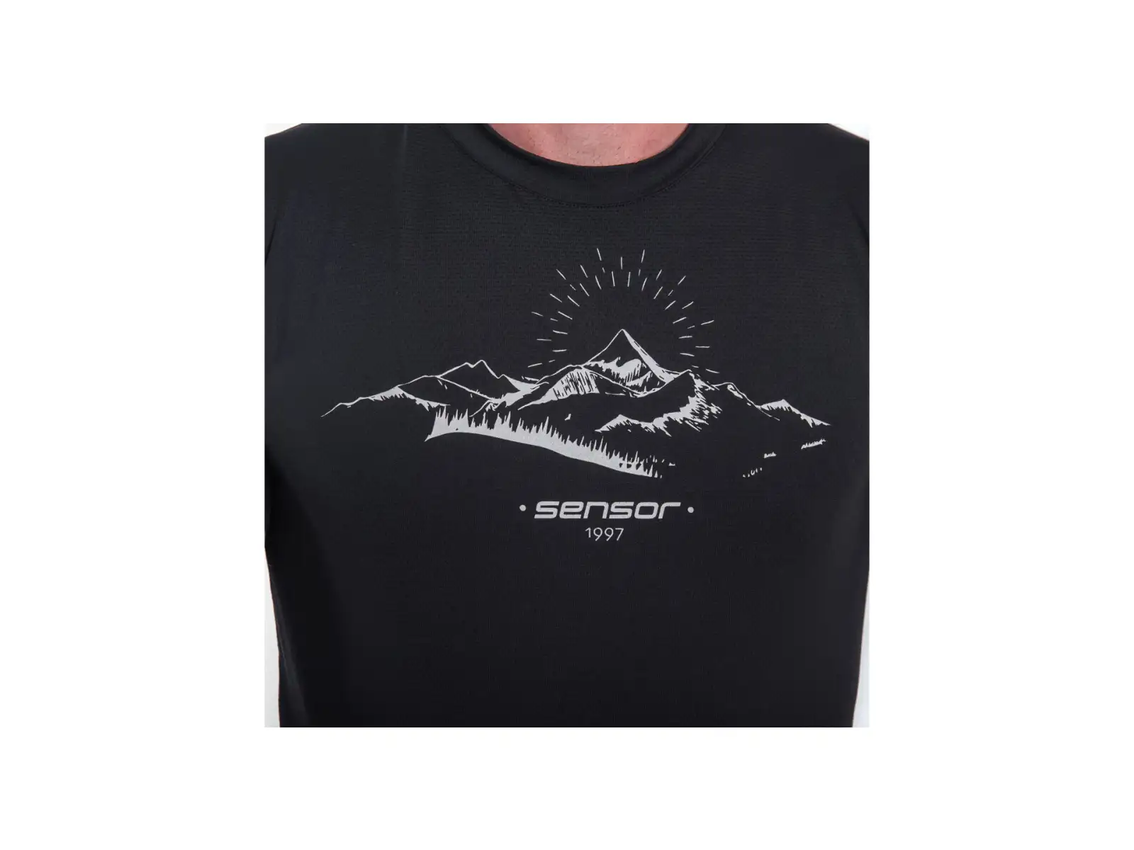 Sensor Coolmax Tech Mountains Pánske tričko s krátkym rukávom Black