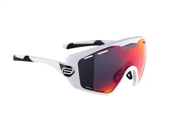 Cyklistické okuliare Force Ombro Plus biele/červené šošovky