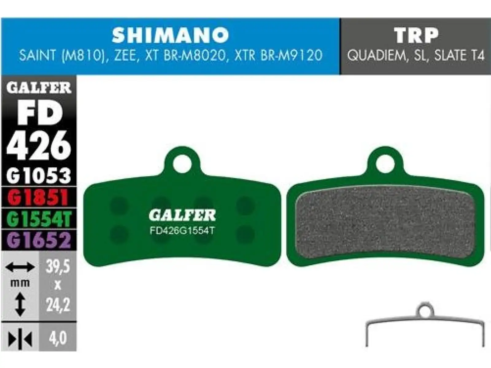 Brzdové doštičky Galfer FD426 Pro G1554T pre Shimano/Tektro/TRP