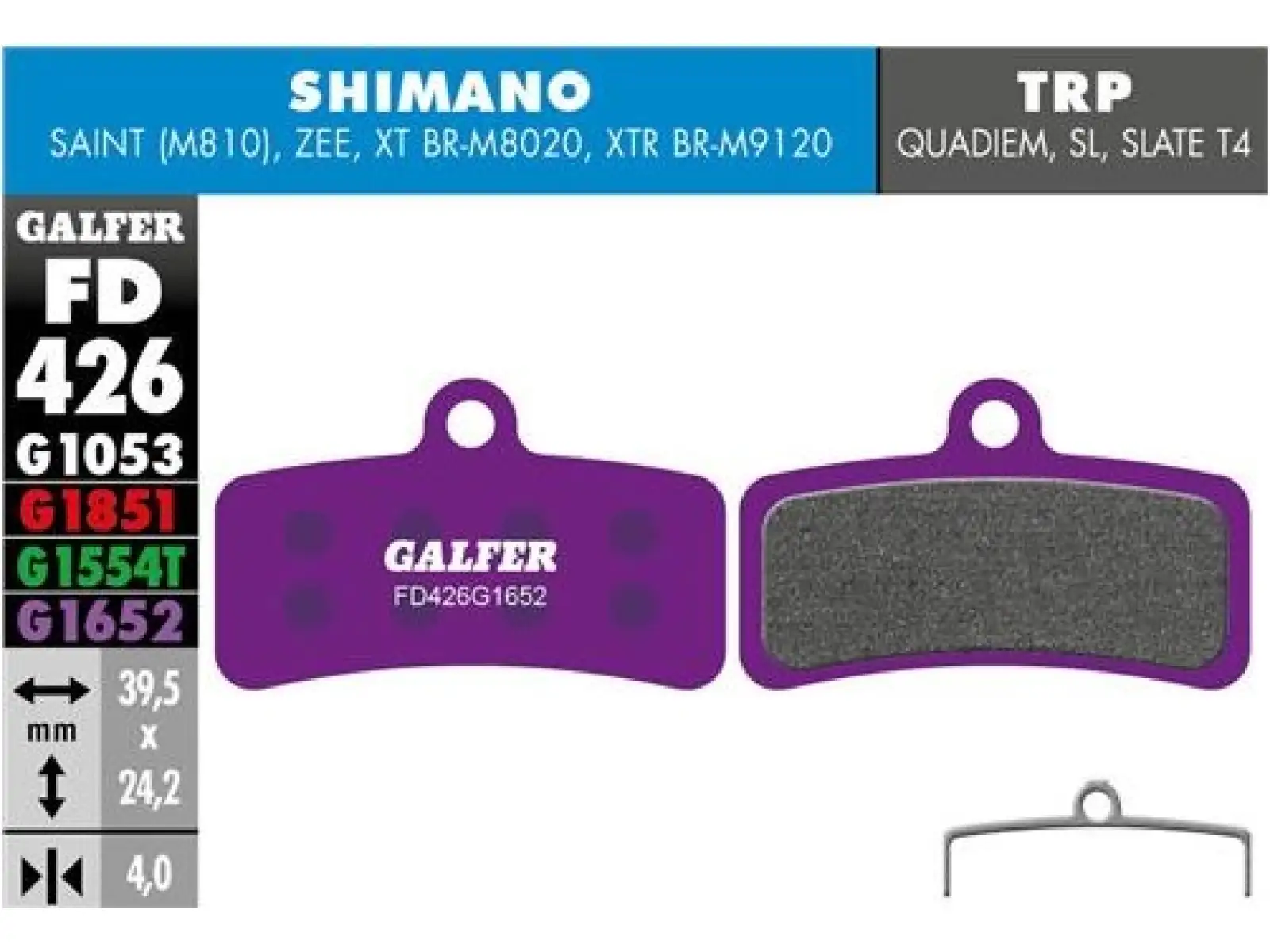 Brzdové doštičky Galfer FD426 E-Bike G1652 pre Shimano/Tektro/TRP