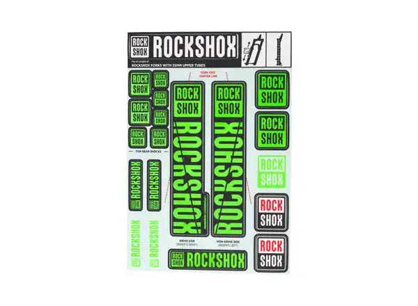 Súprava nálepiek Rock Shox Neon Green pre Pike/Lyrik/Yari/Domain/Revelation (2018+)
