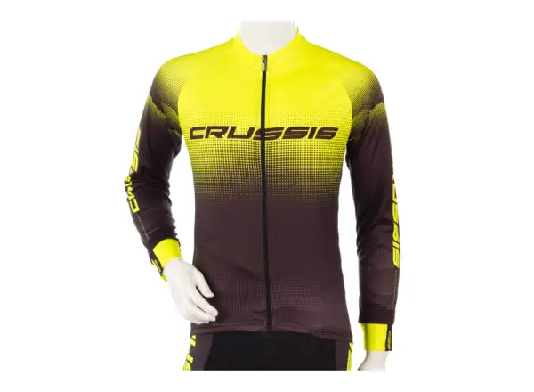 Crussis pánsky cyklistický dres s dlhým rukávom čierna/žltá