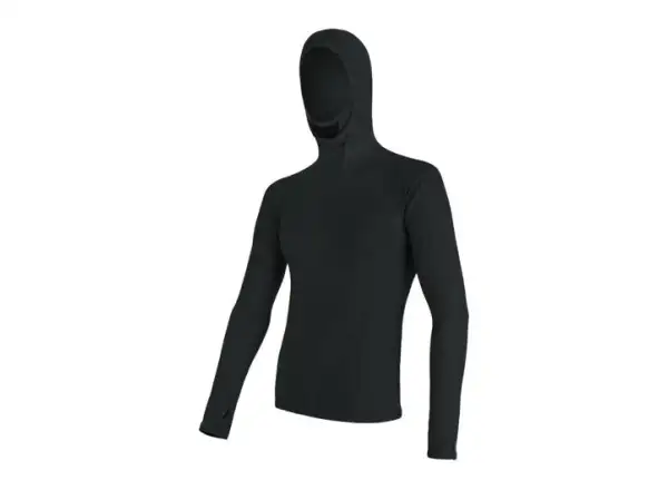 Sensor Merino DF pánske tričko s kapucňou a dlhým rukávom čierne