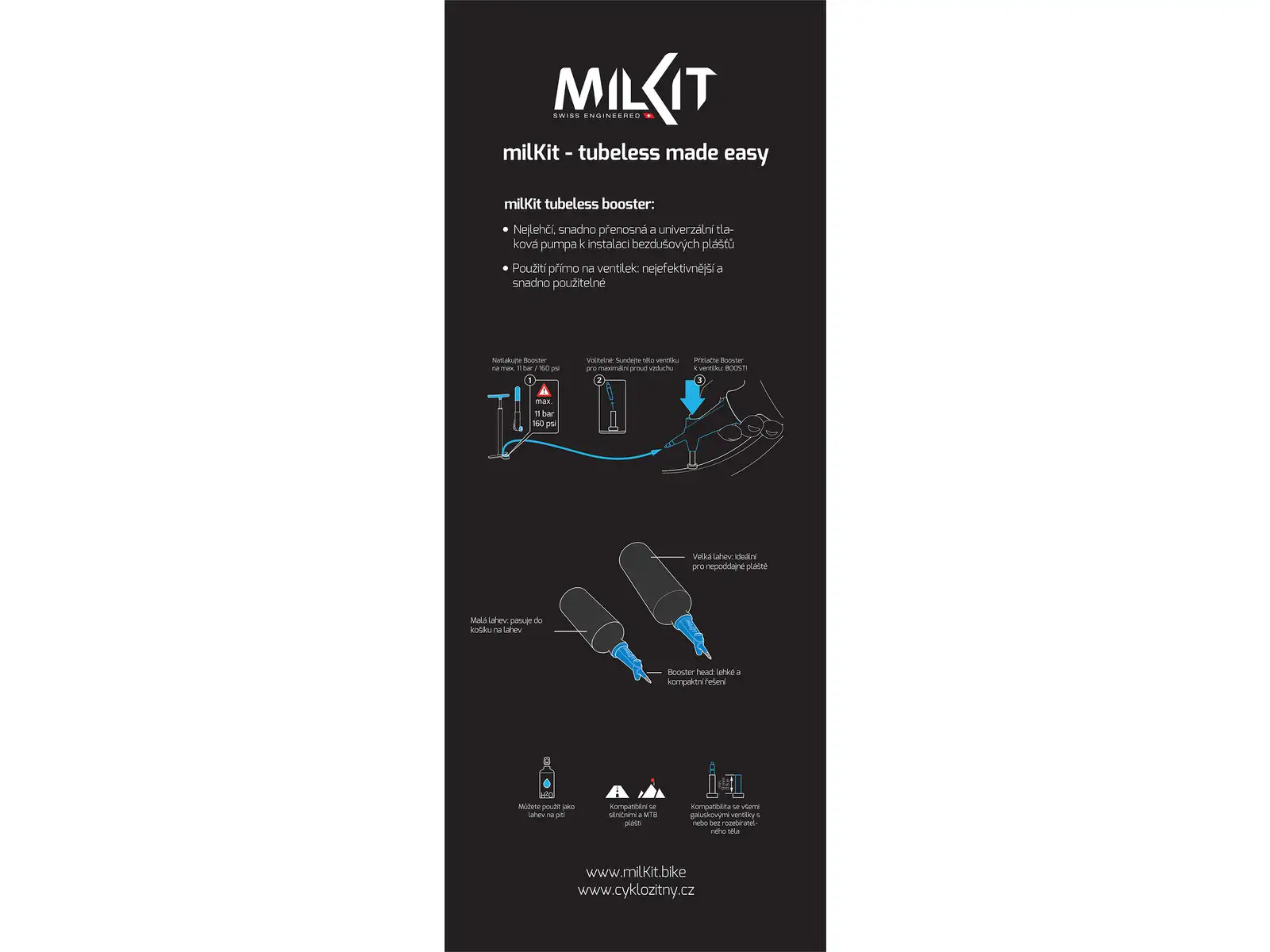 milKit booster 2v1 tlakové čerpadlo 0,6 l čierne