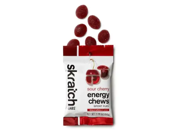 Skratch Labs Energy Chews ovocné cukríky 50 g čerešňa + kofeín