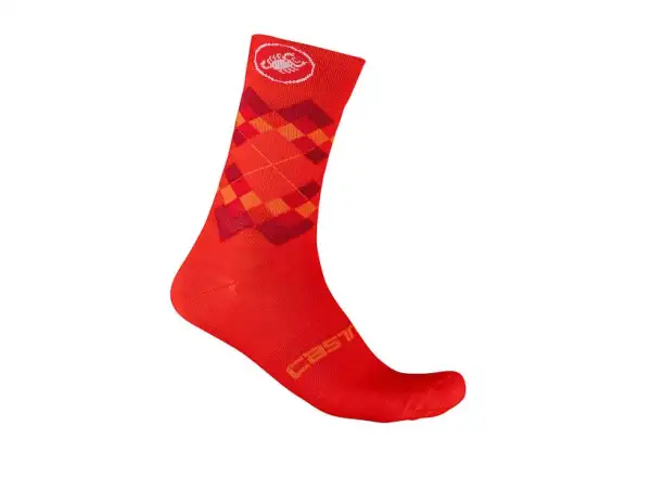 Ponožky Castelli Rombo 18 fiery red/bordeaux/orange