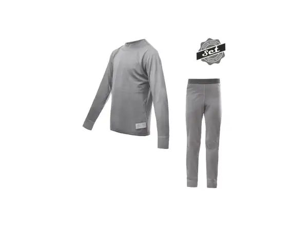 Sensor Merino Active set junior tričko s dlhým rukávom + nohavice sivá