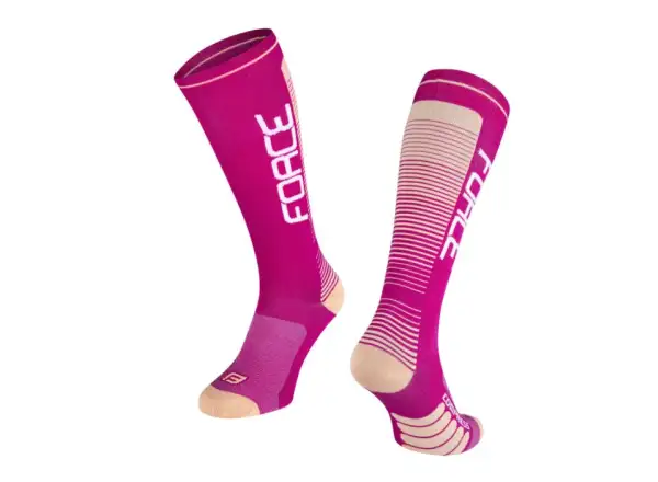 Kompresné ponožky Force fialové/marhuľové