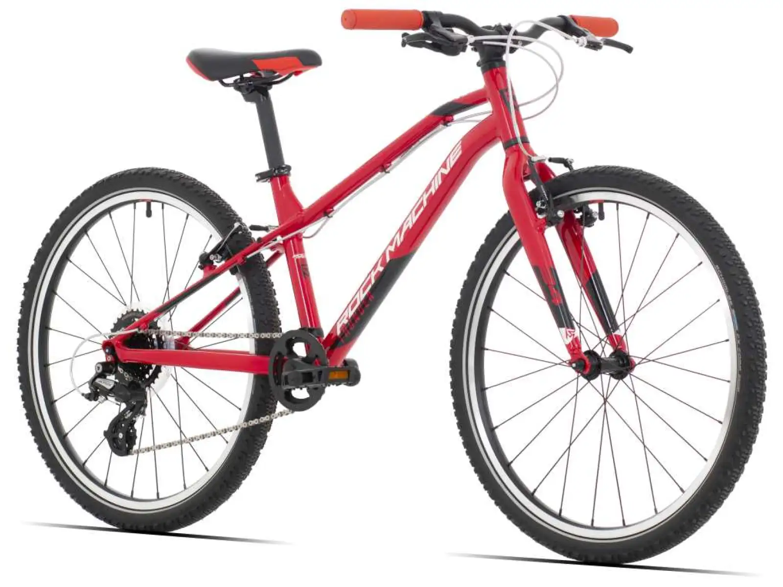 Detský bicykel Rock Machine 24" Thunder 24 lesklý červený/biely/čierny