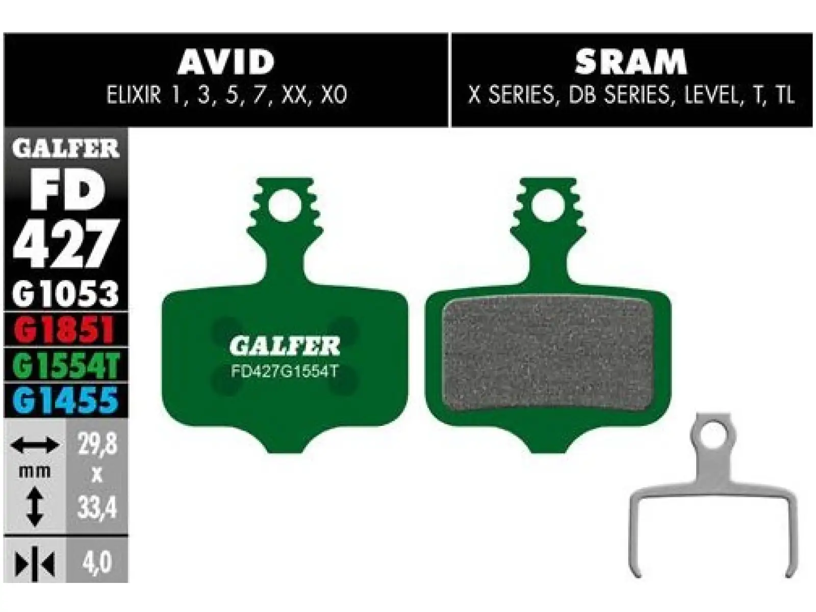 Brzdové doštičky Galfer FD427 Pro G1554T pre Avid/Sram