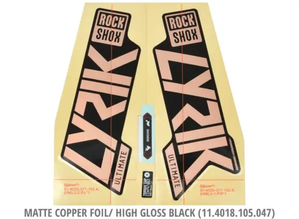 Nálepka Rock Shox Lyrik Ultimate 27,5"/29" 2021 matná medená fólia/čierna vysoko lesklá