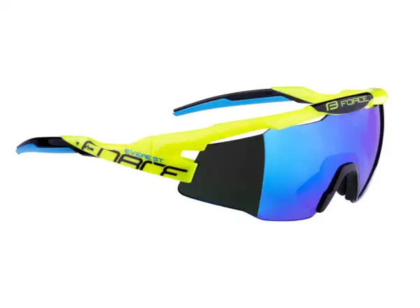 Cyklistické okuliare Force Everest fluo/modré zrkadlové sklá