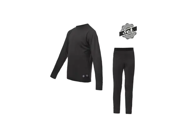 Sensor Merino Active set junior tričko s dlhým rukávom + nohavice čierna