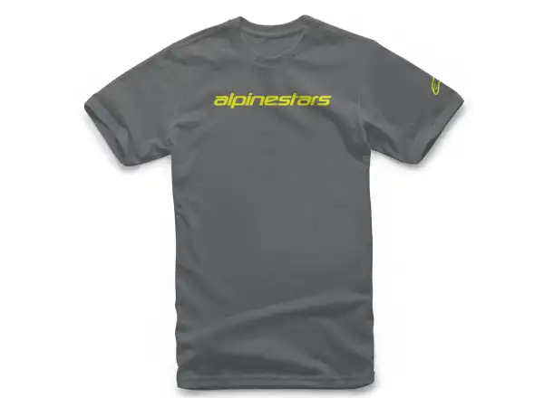Alpinestars Linear Wordmark Pánske tričko s krátkym rukávom Charcoal/Fluo Yellow