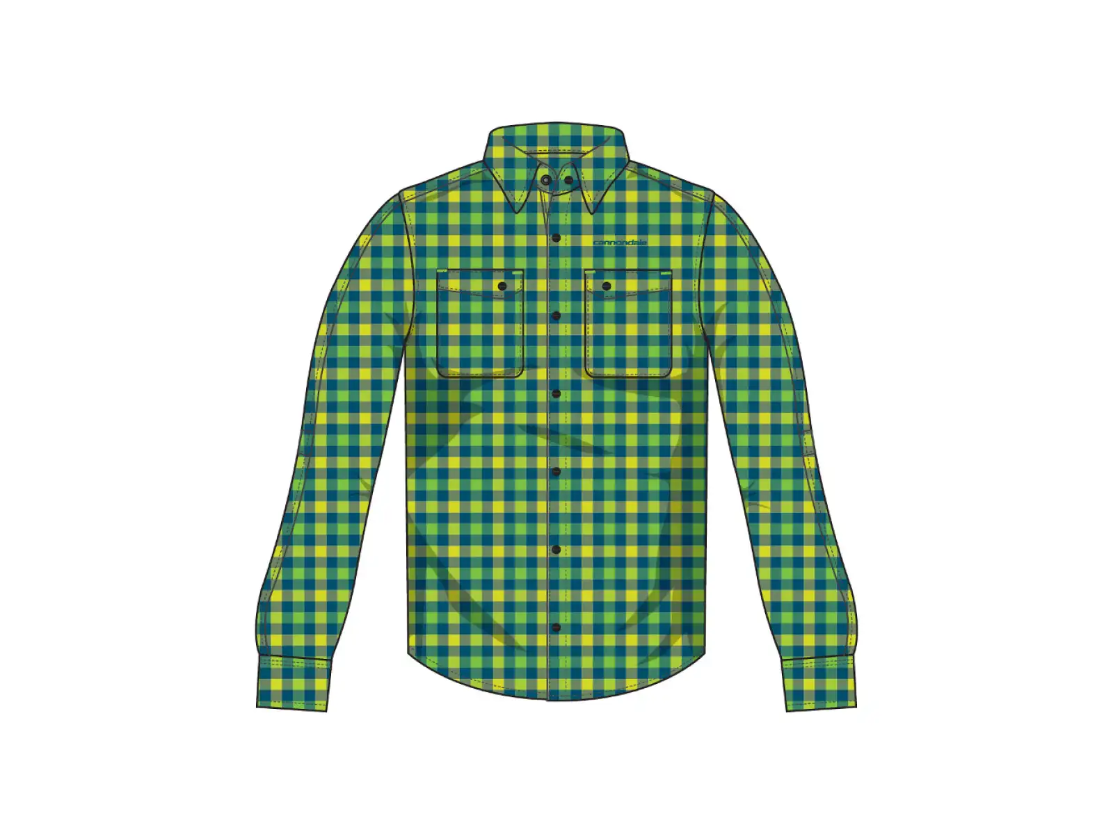 Cannondale Shop Košeľa pánska s dlhým rukávom zelená kockovaná