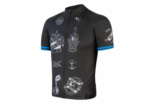 Sensor Cycling Tour pánsky dres s krátkym rukávom Čierne tetovanie