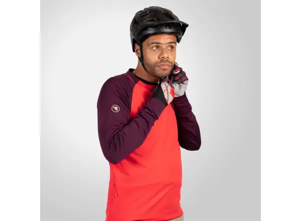 Endura SingleTrack Fleece pánsky dres dlhý rukáv Purple/Red
