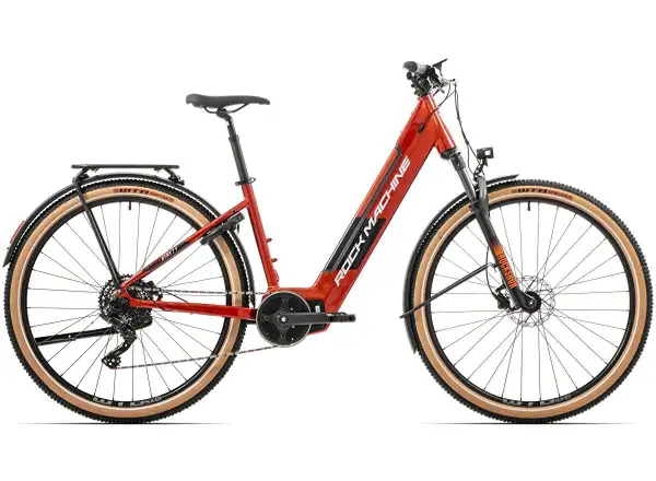 Rock Machine Storm e90-29 Metallic Orange/Silver turistický e-bike s nízkou jazdou