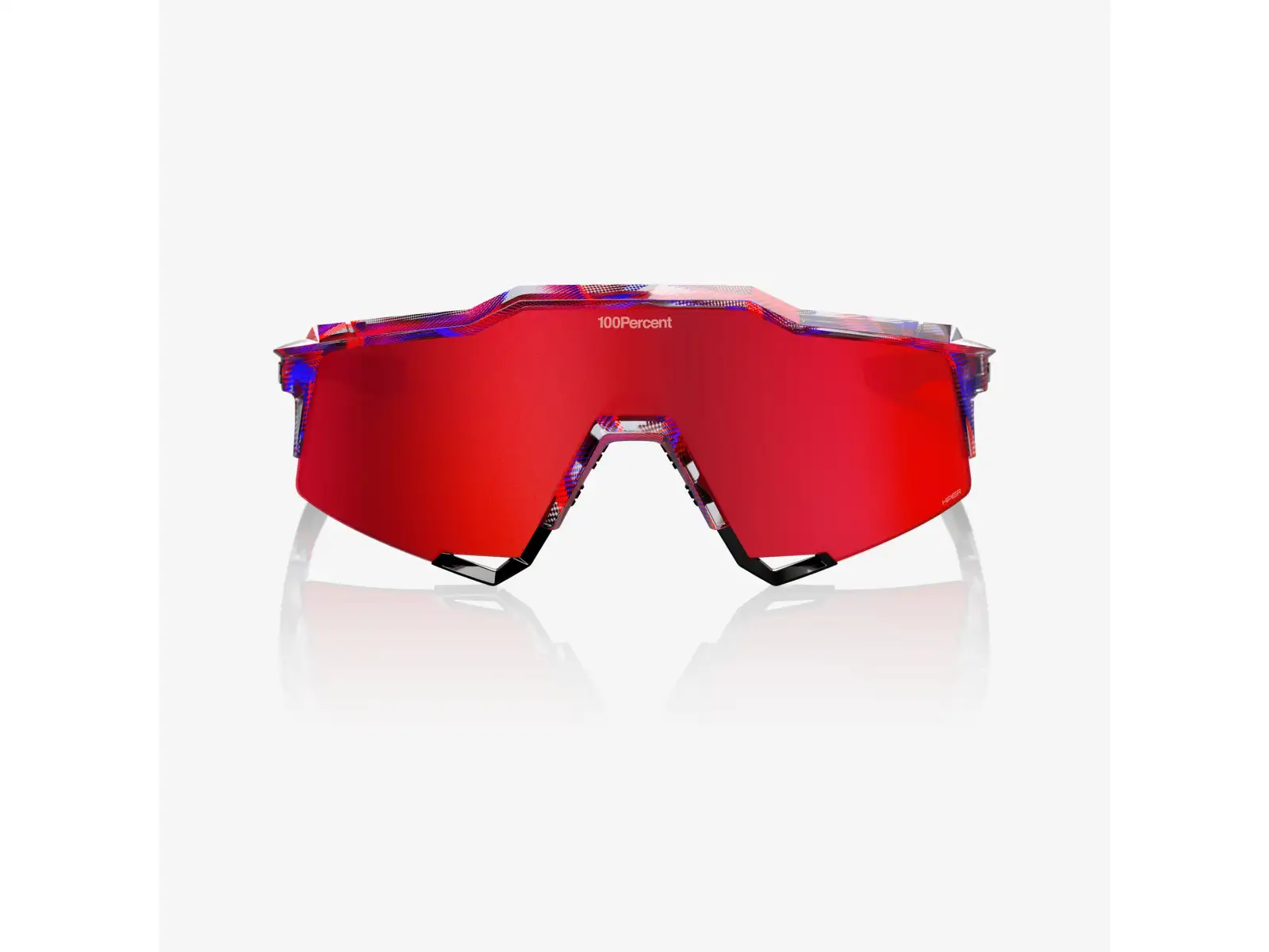100% Speedcraft okuliare FDJ Gloss Translucent Red/Blue/HiPER Fire Red Mirror Lens