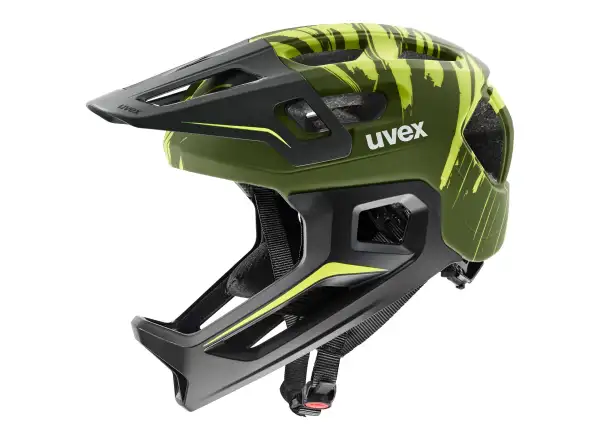 Uvex React JR Fullface MTB prilba Dark olive matt