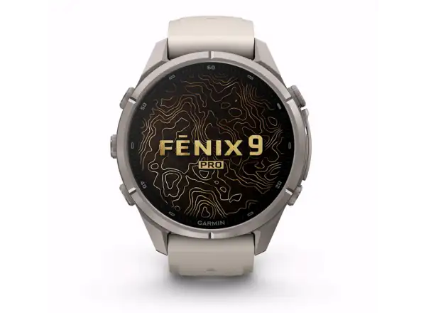 Garmin fenix 9 Pro inReach 43 mm inteligentné hodinky Titanium Fog Gray/Dark Sandstone