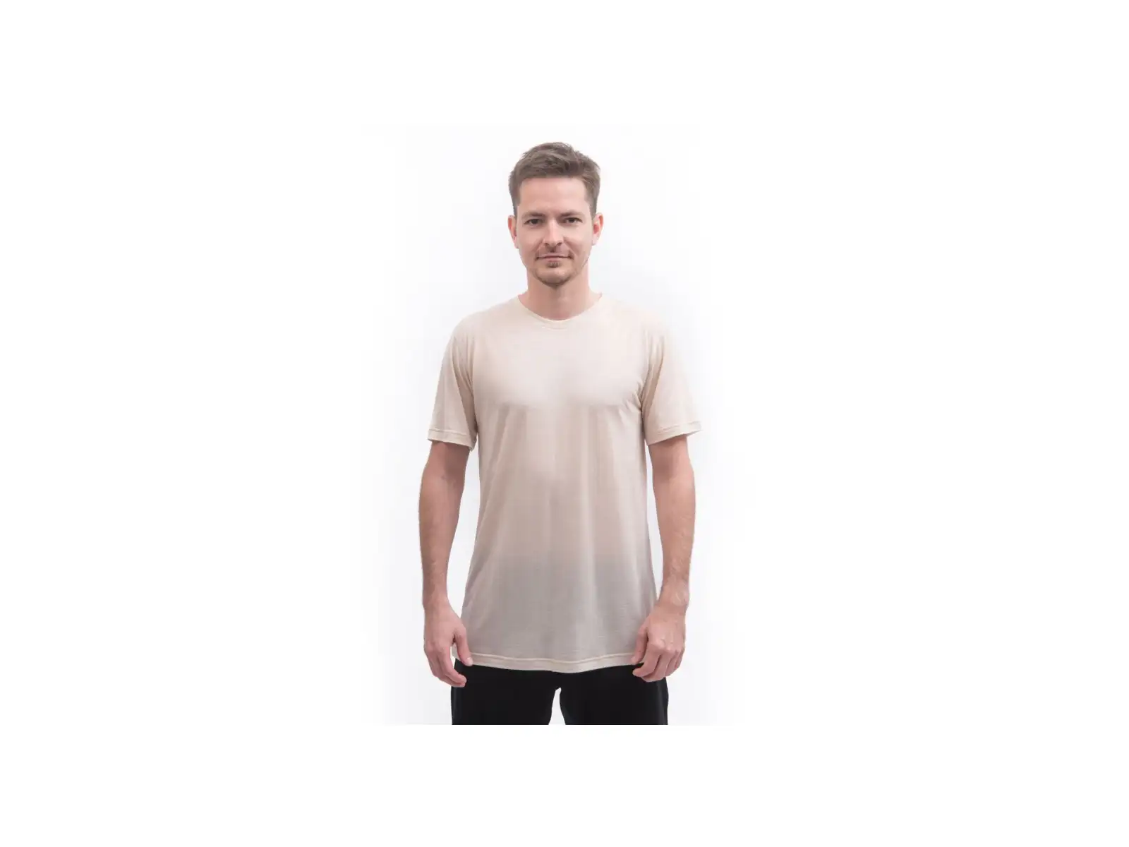 Sensor Merino Lite pánske tričko krátky rukáv Mottled Beige
