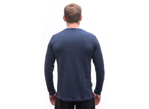 Sensor Merino Blend Typo pánske tričko dlhý rukáv Deep Blue
