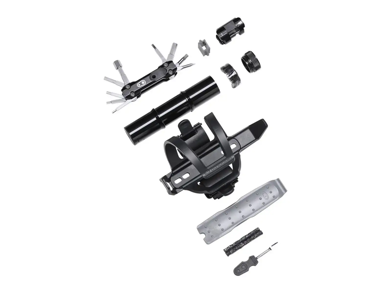 Crankbrothers S.O.S. BC18 Bidon košík a sada náradia čierna