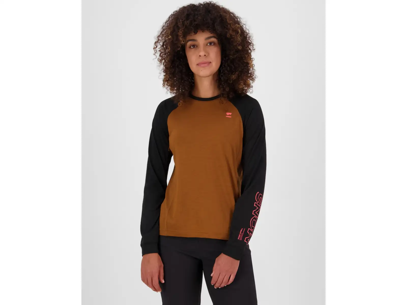 Mons Royale Tarn Merino dámske tričko dlhý rukáv Caramel / Black