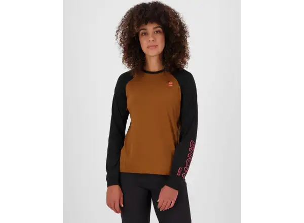 Mons Royale Tarn Merino dámske tričko dlhý rukáv Caramel / Black