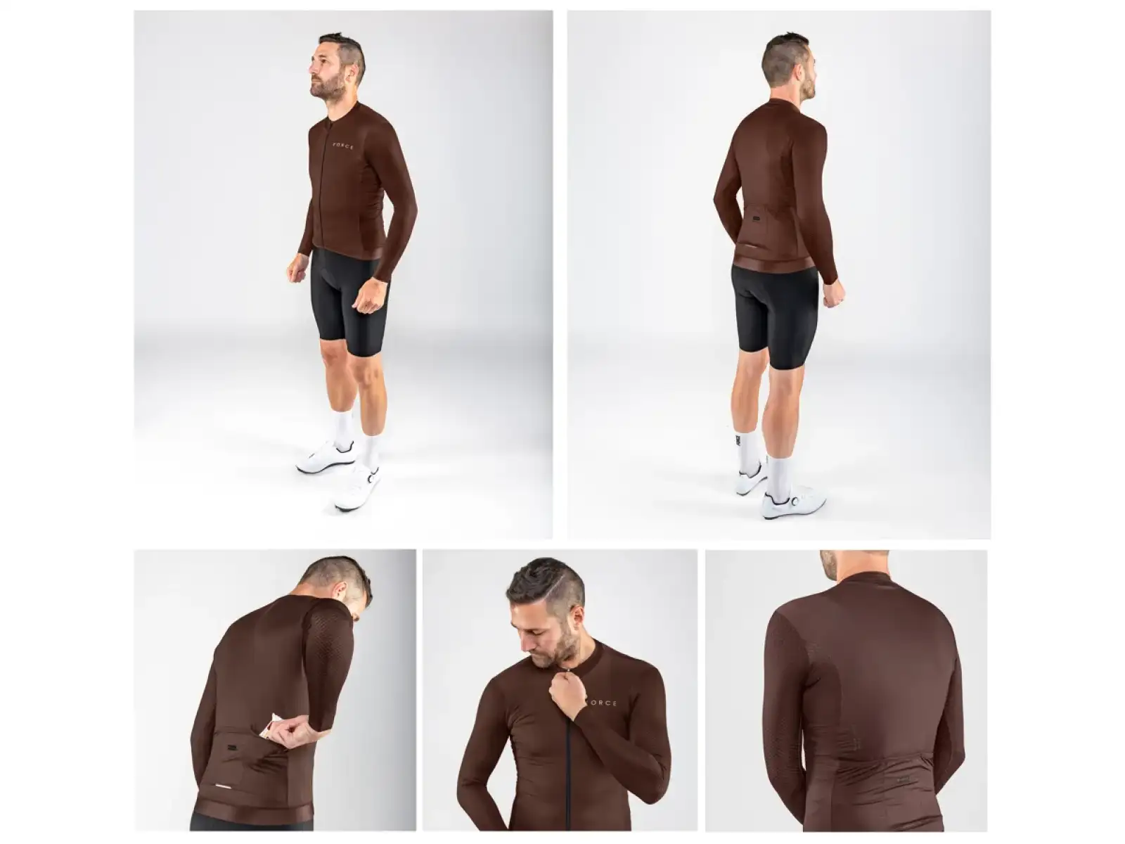 Force Plain pánsky dres dlhý rukáv hnedá