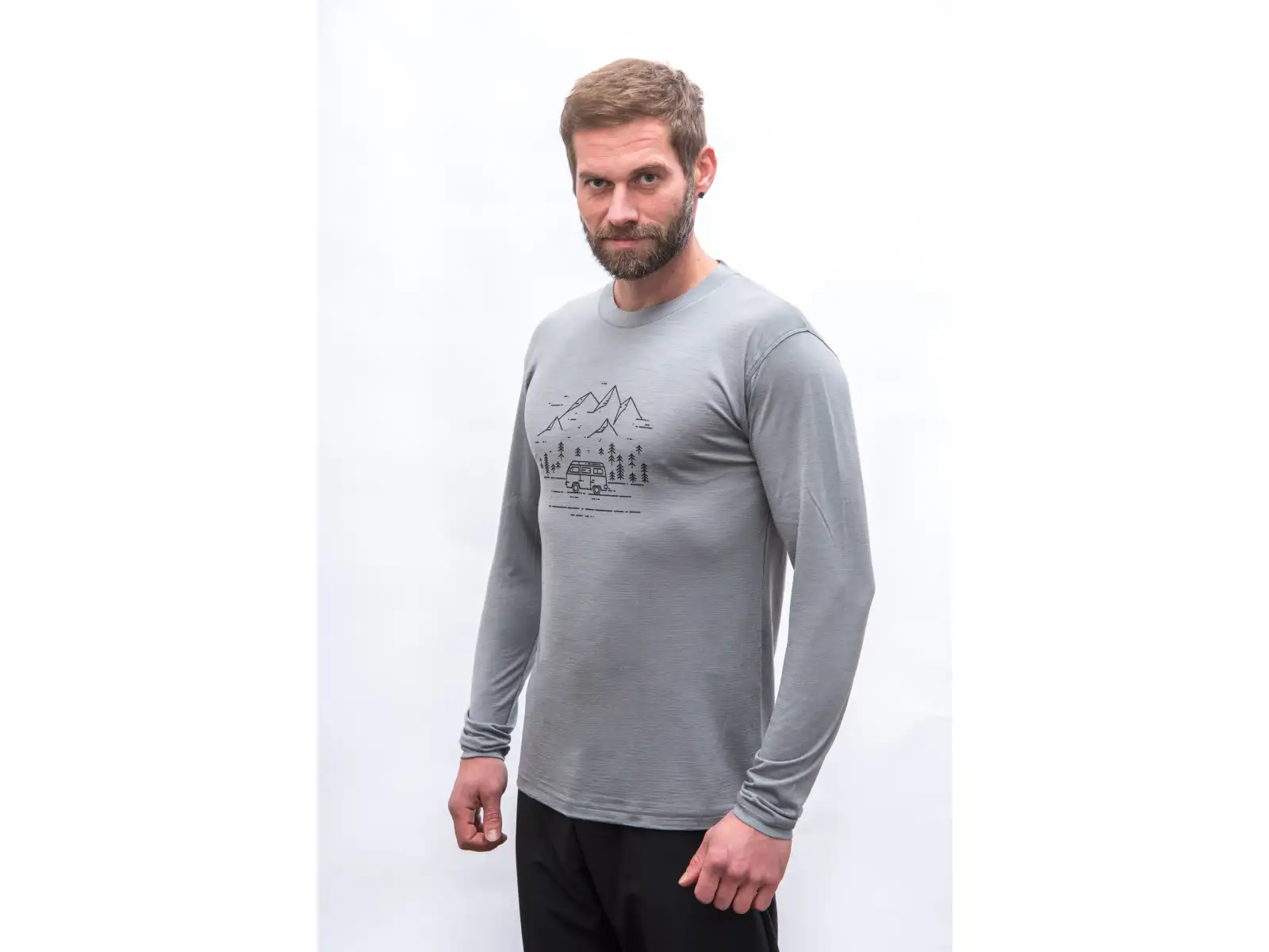 Sensor Merino Active Van Life pánske triko dlhý rukáv sivá