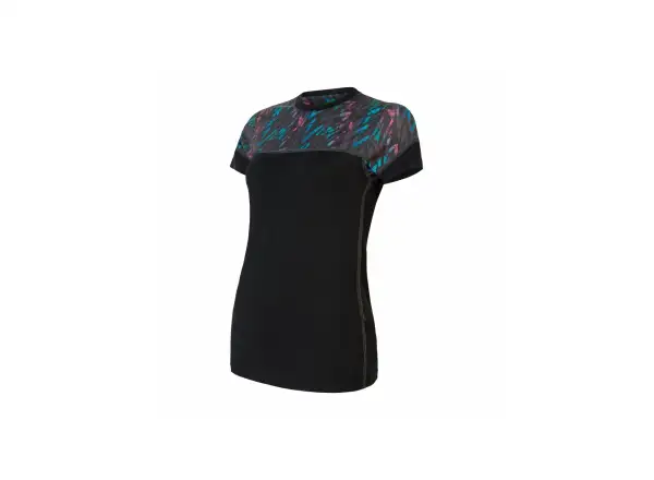 Sensor Merino Impress dámske tričko krátky rukáv čierna/Stripes