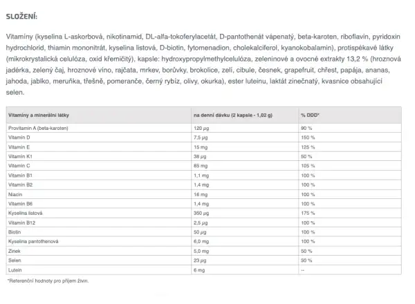 Sponser Daily Greens 90 kapsúl Doplnok zo zeleniny a ovocia s vitamínmi a minerálmi