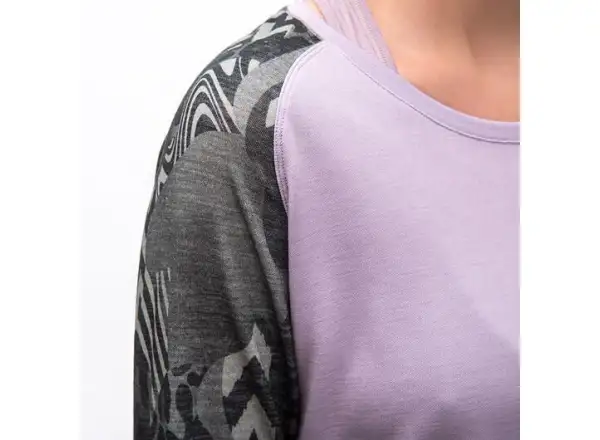 Sensor Merino Blend Impress dámske tričko dlhý rukáv Mystic Violet/Zebra