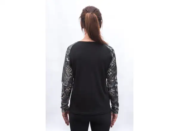 Sensor Merino Blend Impress dámske tričko dlhý rukáv čierna/zebra
