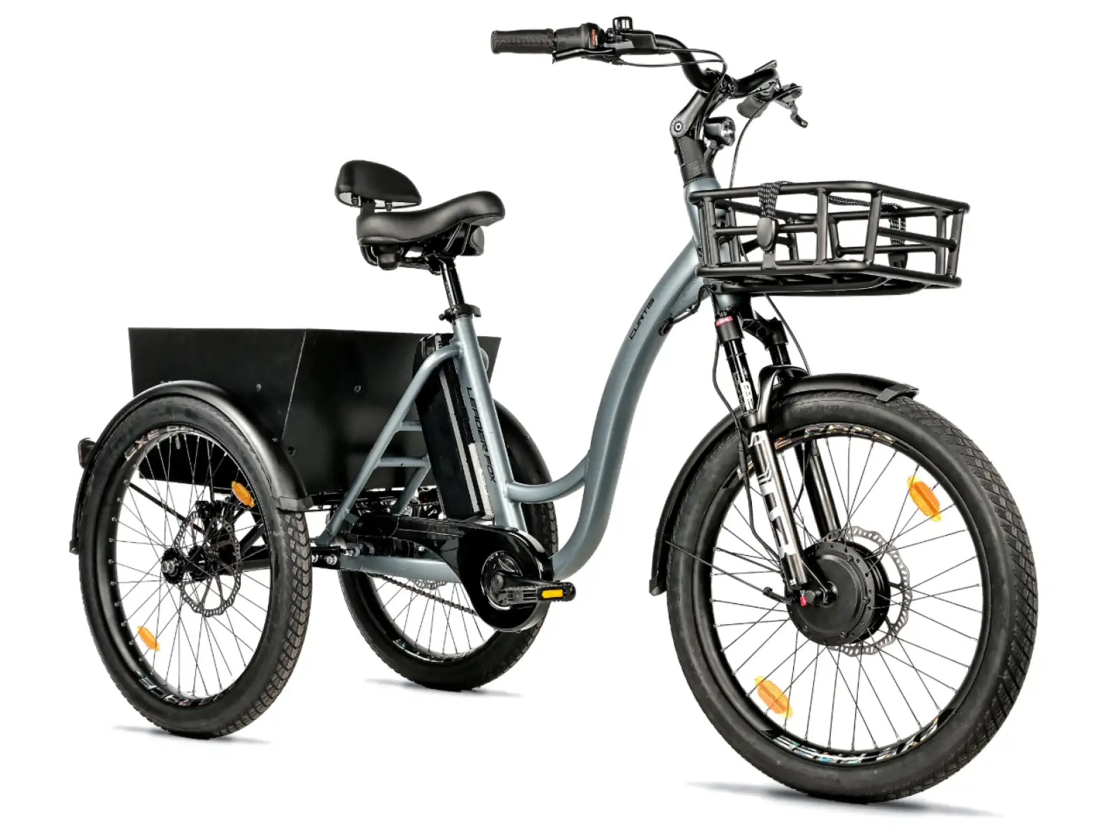 Leader Fox Curtis elektrobicykel trojkolka strieborná