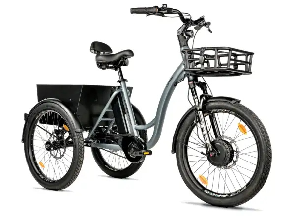 Leader Fox Curtis elektrobicykel trojkolka strieborná