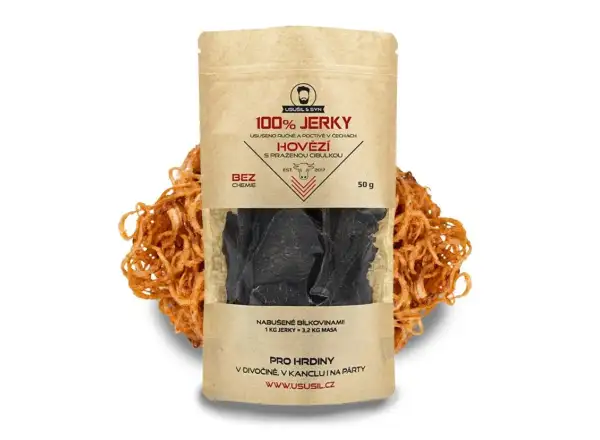Usušil & syn 100% JERKY Hovädzie s praženou cibuľkou 50 g