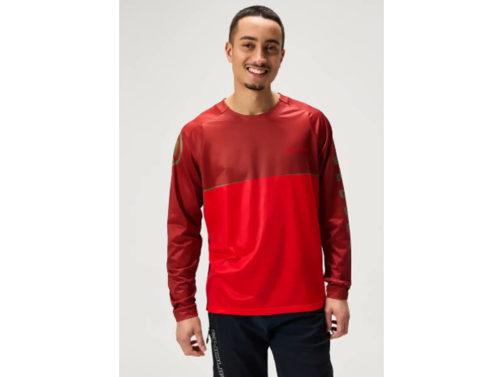 Endura Singletrack Core Printed Tee pánsky dres dlhý rukáv Flame Red