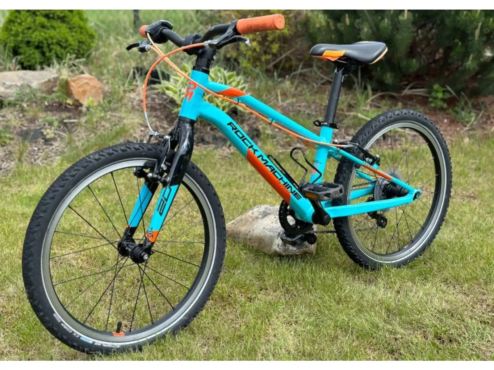 Rock Machine Thunder 20 Gloss Neon Cyan/Black/Orange detský bicykel