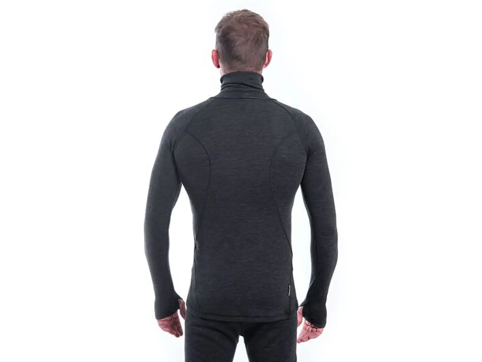 Sensor Merino Bold Neck pánske tričko dlhý rukáv Anthracite Gray