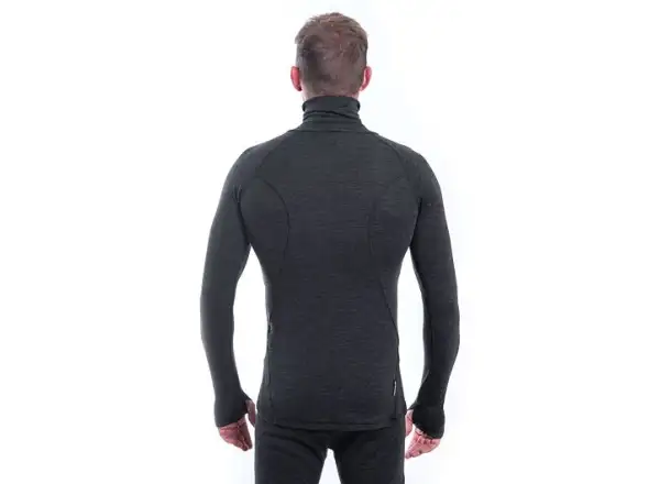 Sensor Merino Bold Neck pánske tričko dlhý rukáv Anthracite Gray