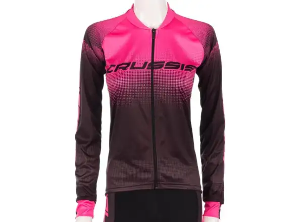 Crussis dámsky cyklistický dres dlhý rukáv čierna/ružová